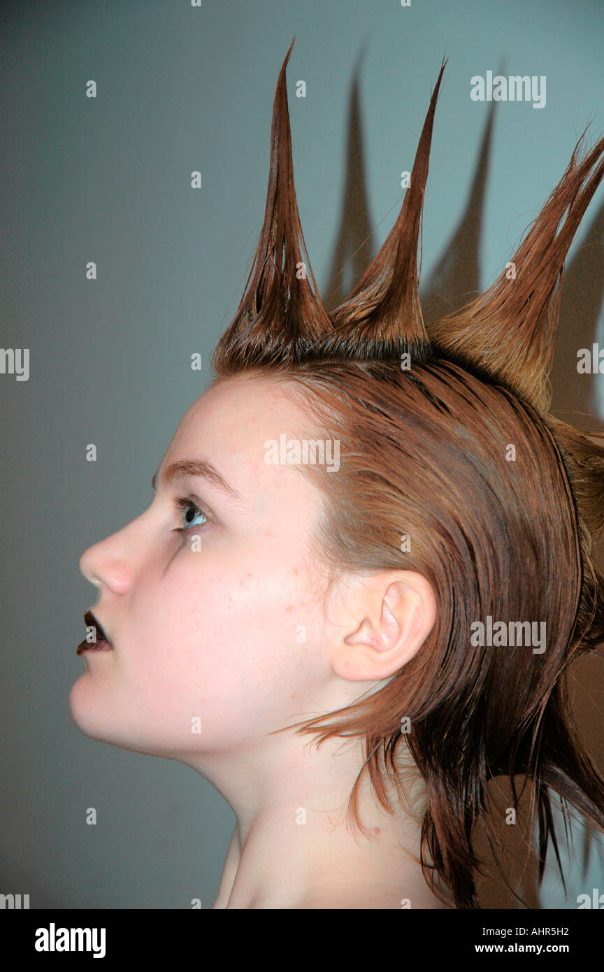 Punk teenage girl with liberty spikes Stock Photo