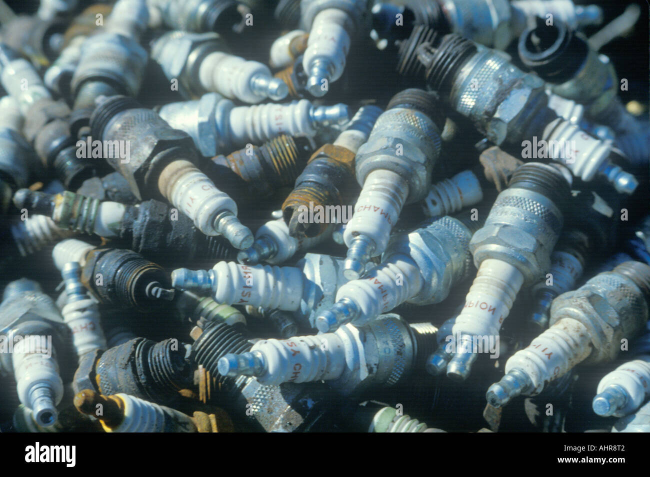A pile of used spark plugs ready for recycling Stock Photo Alamy