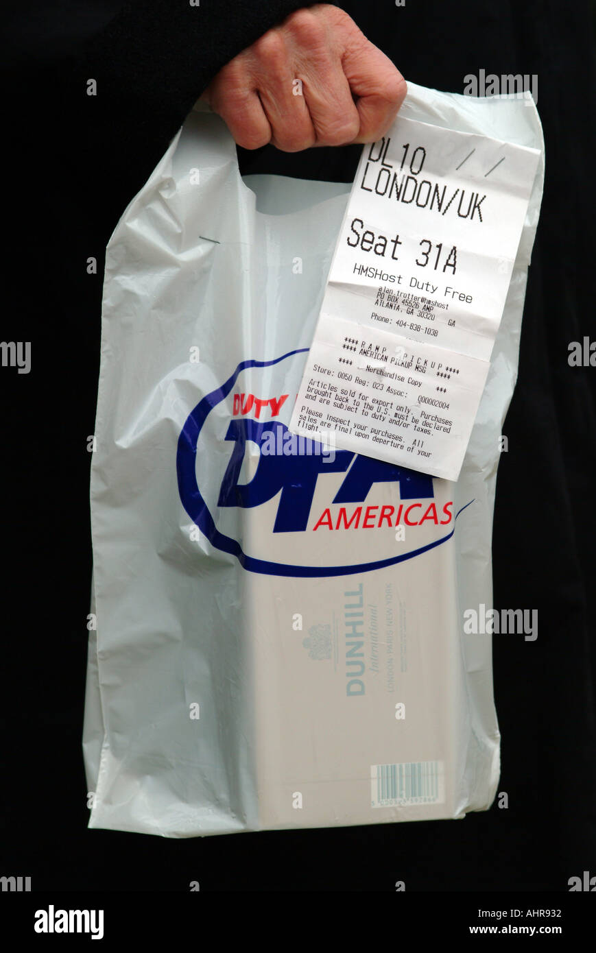 Duty free goods in sealed carrier bag being delivered to aircraft Stock  Photo - Alamy