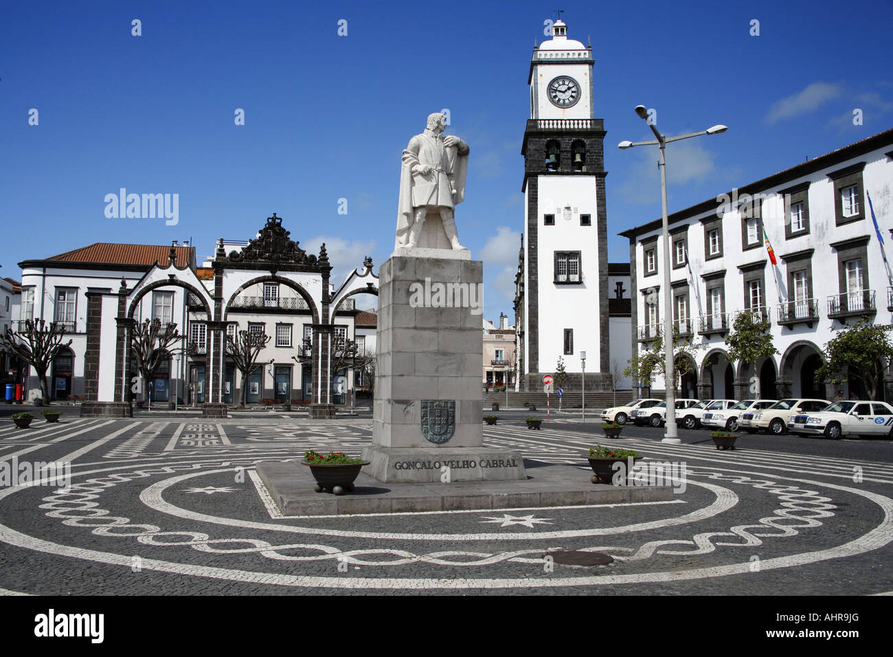 The main square in downtown Ponta Delgada Sao Miguel island Azores islands Portugal Stock Photo