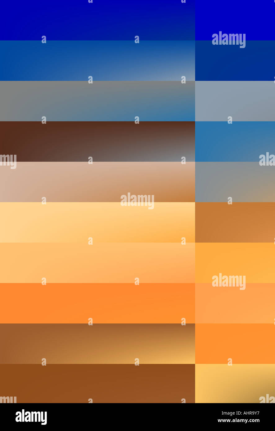 Blue and orange gradients in blocks Stock Photo