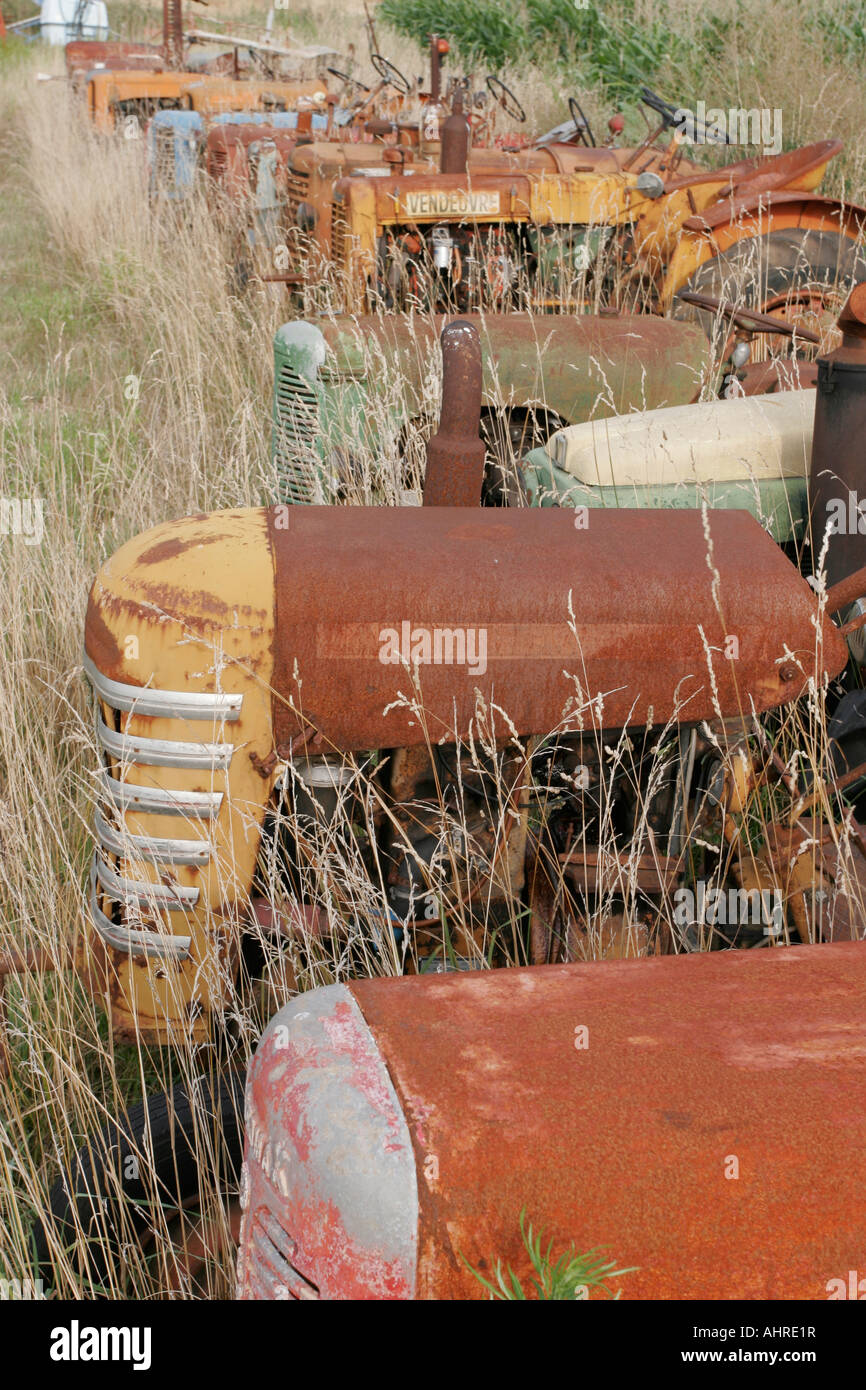 Old vintage farm tractors awaiting restoration Stock Photo Alamy