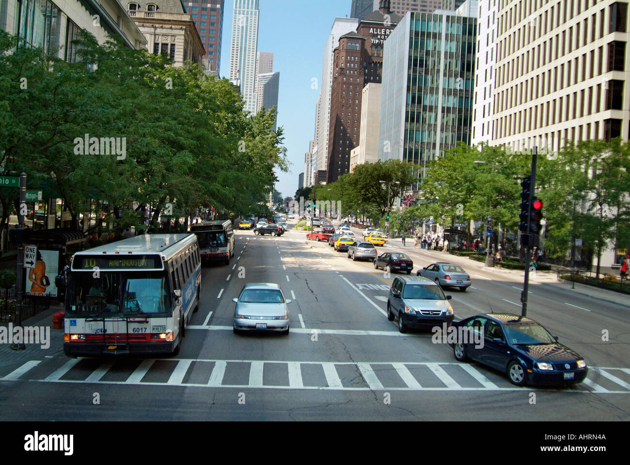 The magnificent mile shopping district in downtown Chicago Illinois