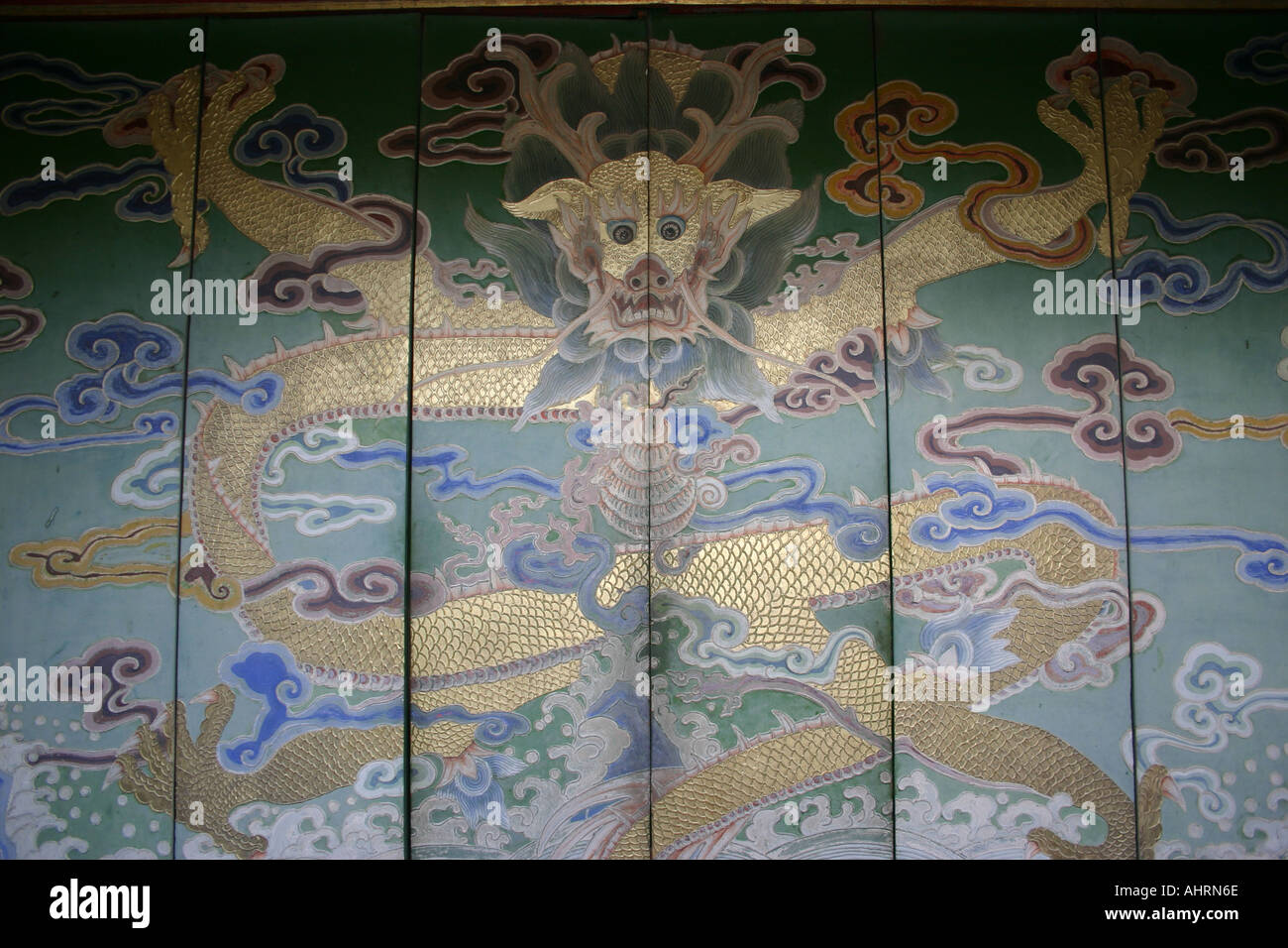 Dragon Door, Bogd Khan Palace, Ulaan Baatar Mongolia 2005 Stock Photo