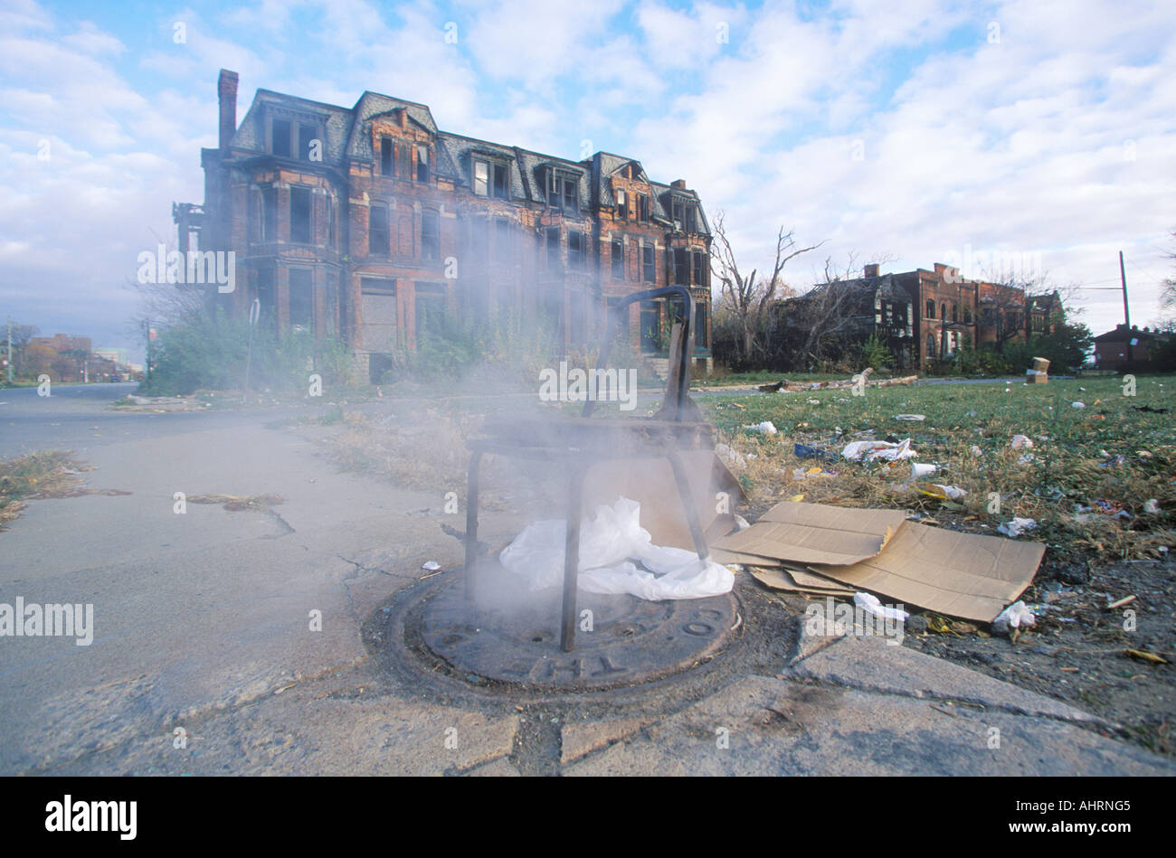 Steam Escaping From Manhole With Chair Detroit Michigan