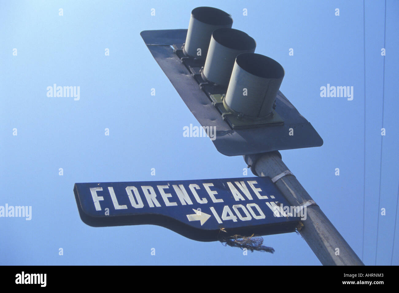 Street light at Florence Avenue South Central Los Angeles California