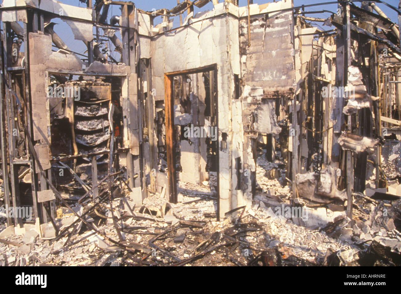 Interior of store burned out during 1992 riots South Central Los Angeles California Stock Photo