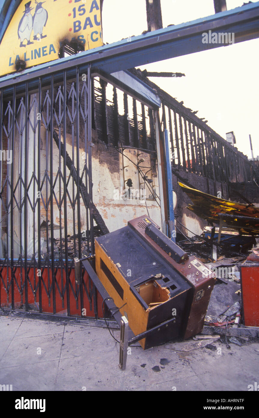 Business destruction at 1992 riots South Central Los Angeles California Stock Photo