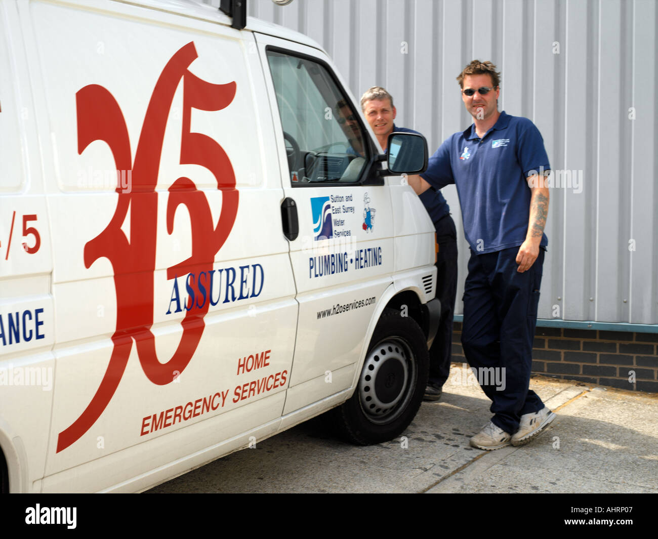 Sutton East Surrey Water Services Men Their Van Stock Photo Alamy