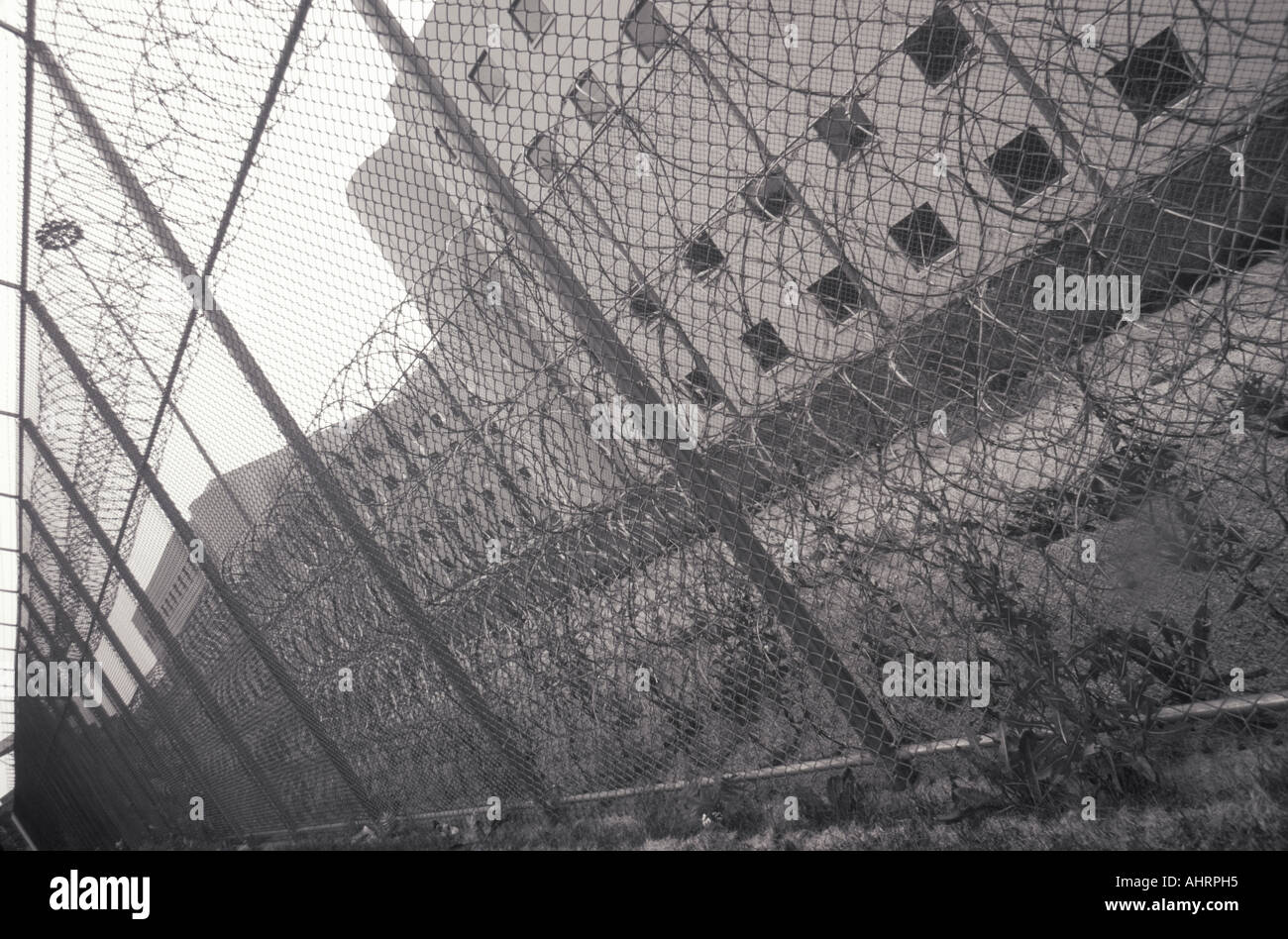 Barbed wire at Cook County prison Chicago Illinois Stock Photo Alamy