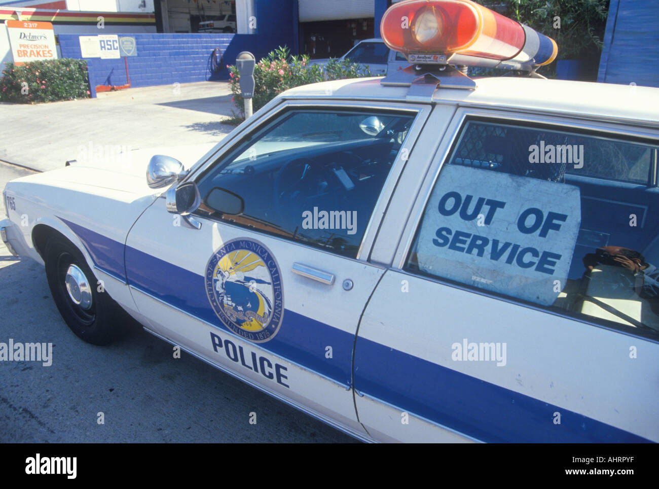 Out of service police car Santa Monica California Stock Photo