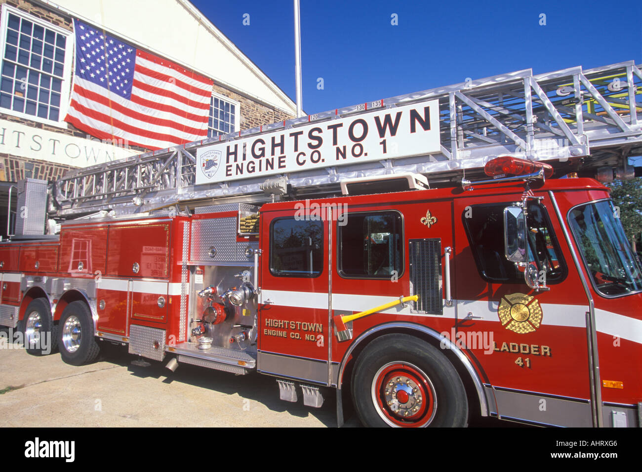 Hook and ladder fire engine Hightstown New Jersey Stock Photo Alamy