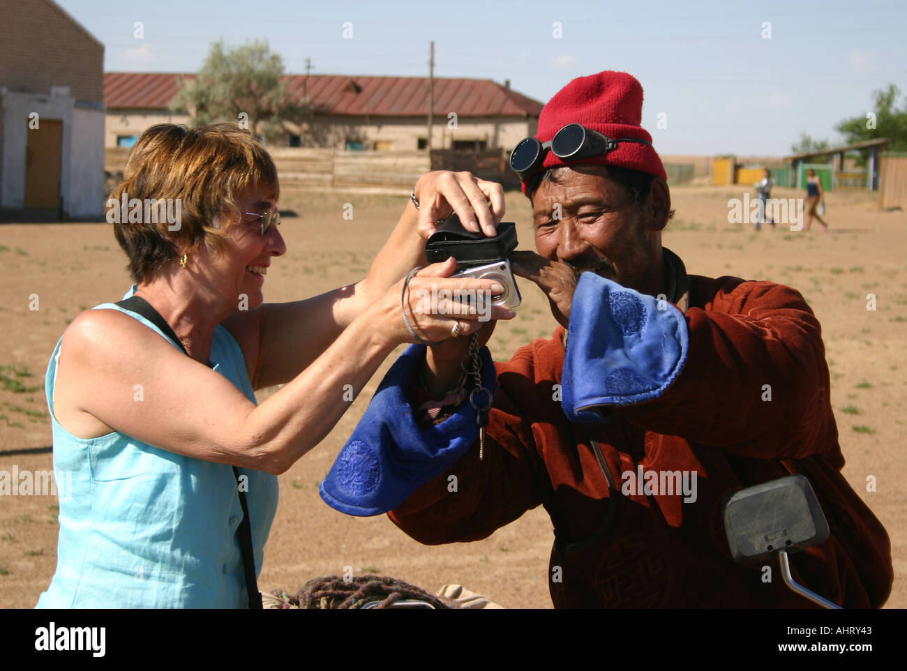 Tourist and Mongolian Nomad, Gobi Desert, Mongolia 2005 Stock Photo - Alamy