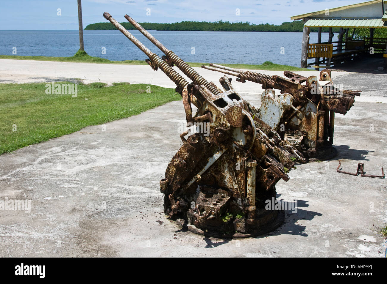 WWII Japanese Anti Aircraft Artillery Gun Palau Island Stock Photo - Alamy