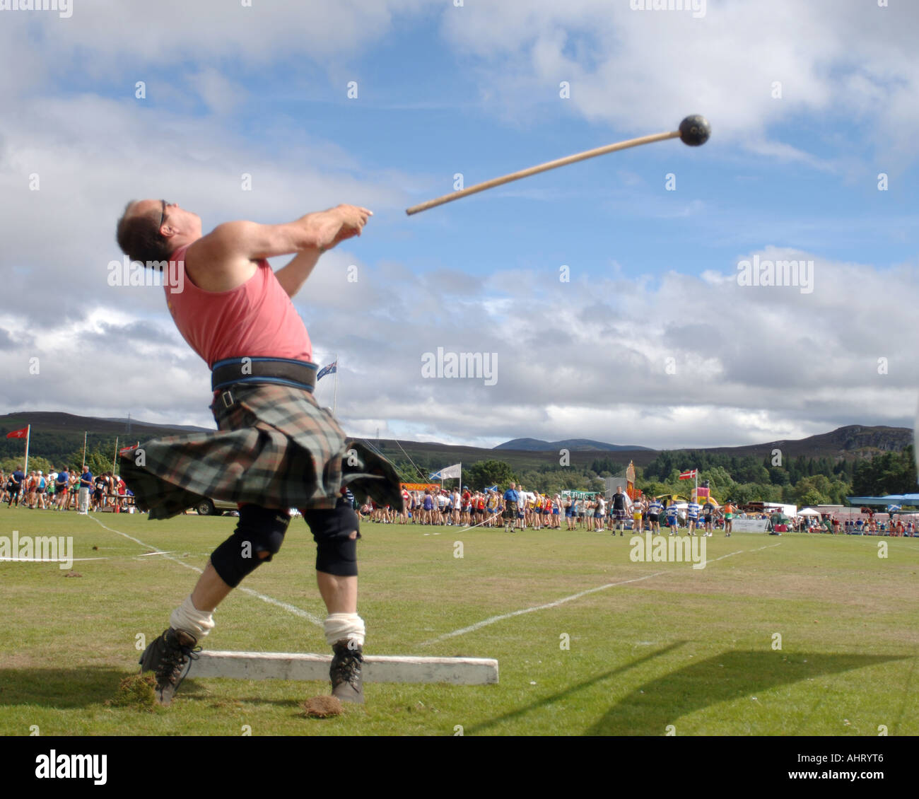 Throwing the heavy hammer at the Newtonmore Highland Games Inverness