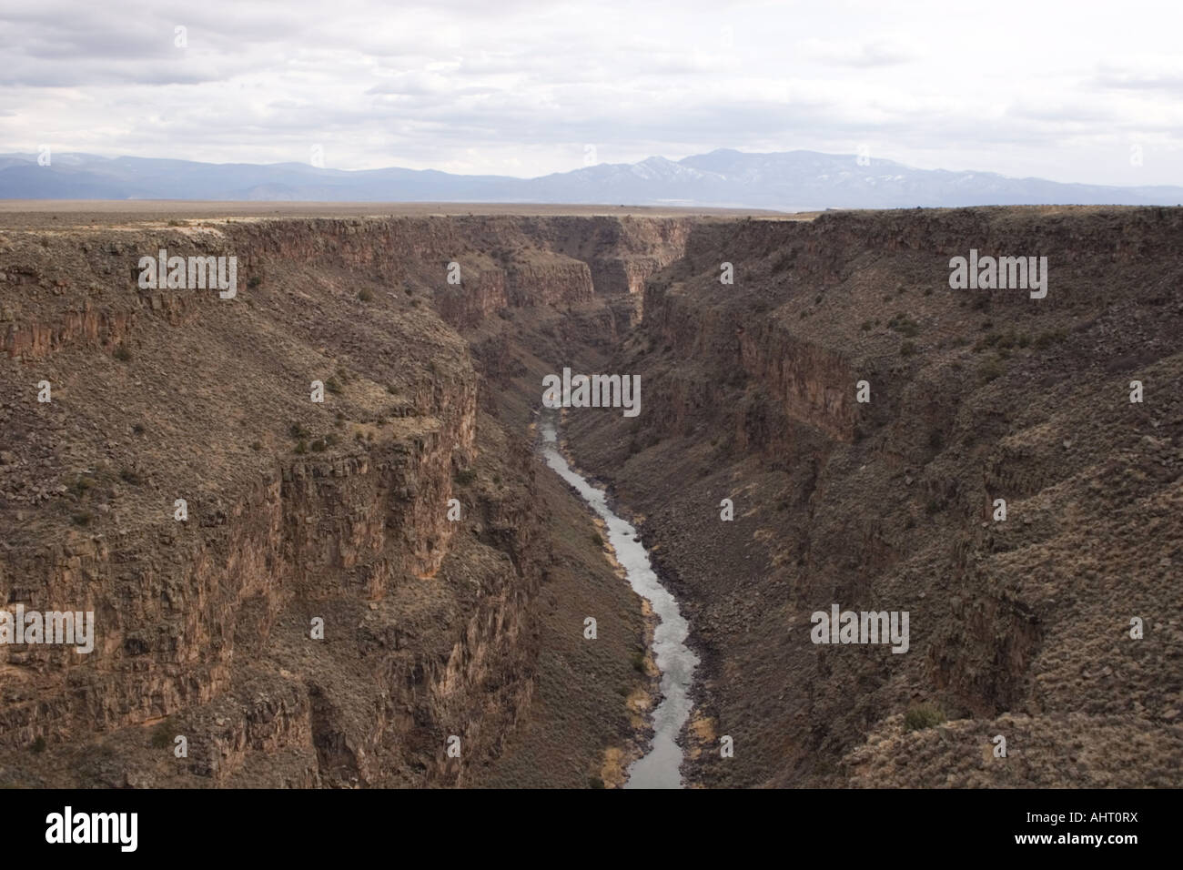 A river winding down a canyon Stock Photo