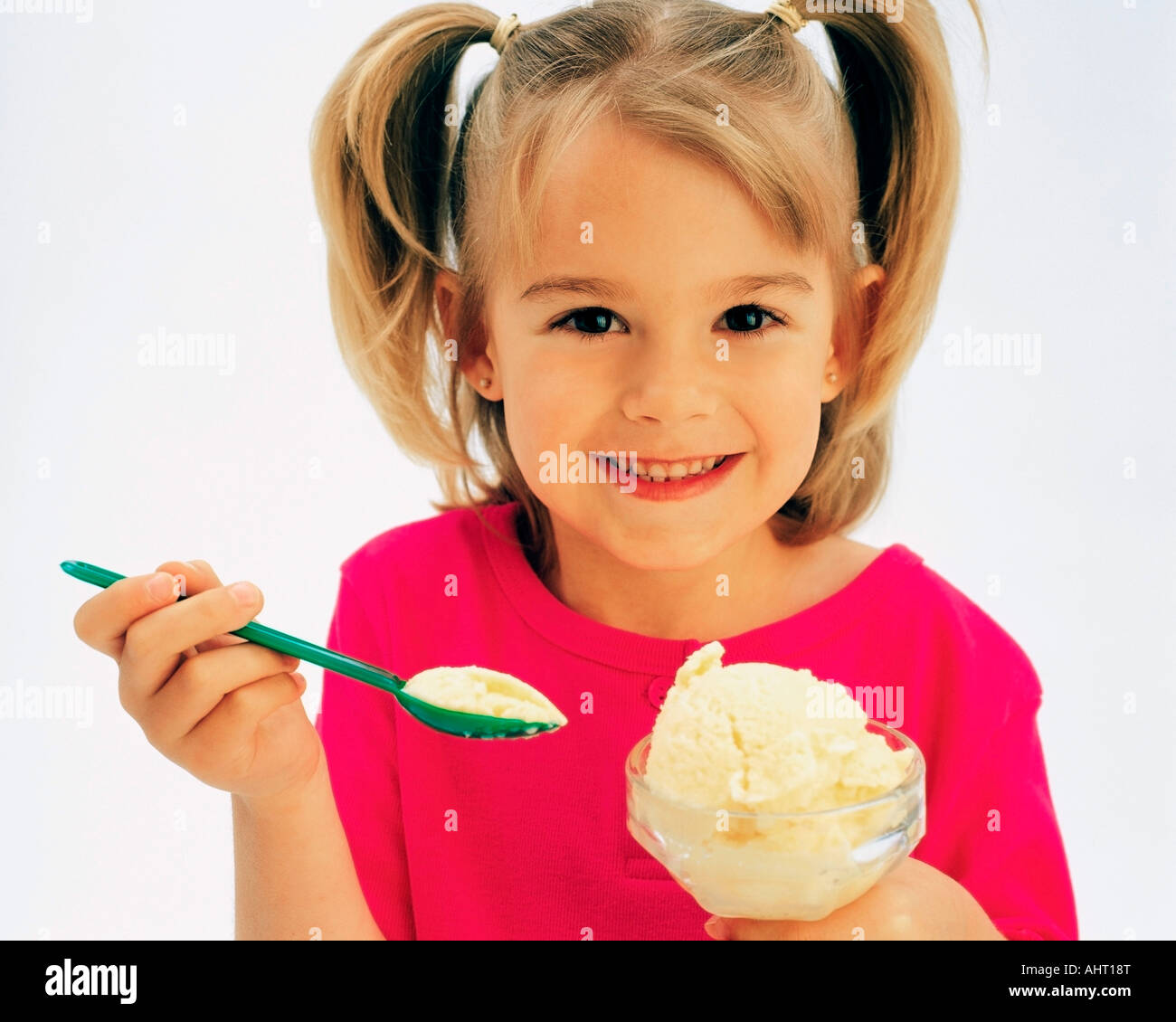 Girl eating ice cream Stock Photo Alamy