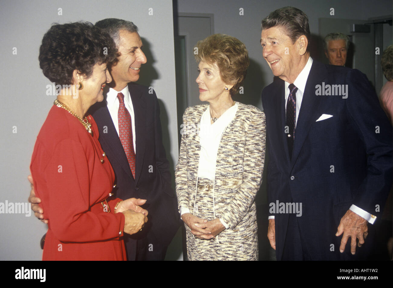 President Ronald Reagan Mrs Reagan California governor George Deukmejian and wife Stock Photo