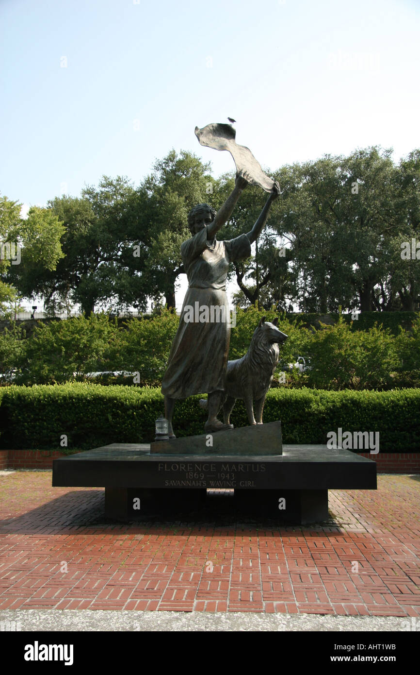 Savannah, Georgia waving girl monument. Stock Photo