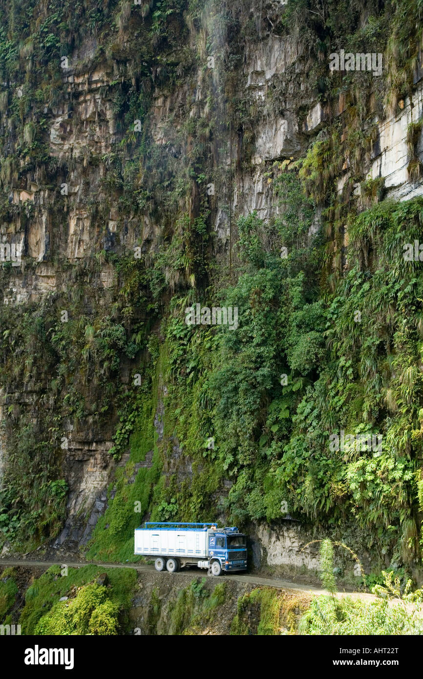 The Death road from La Paz to Coroico,   Worlds most dangerous road Stock Photo