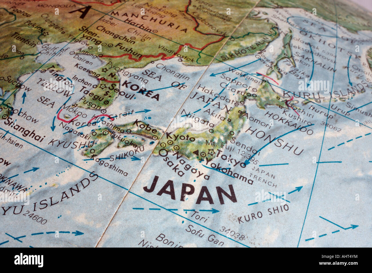 Japan on globe Stock Photo - Alamy