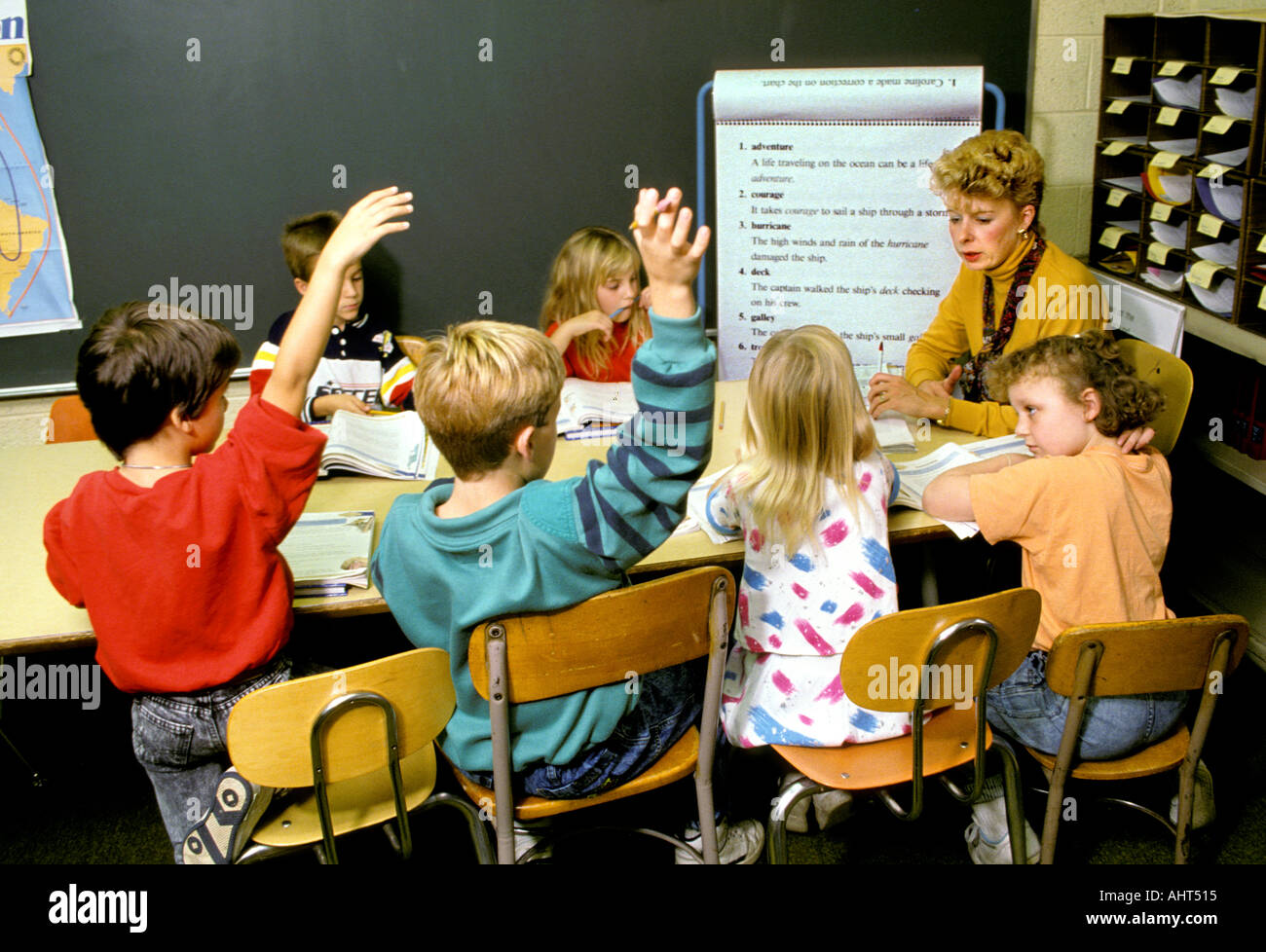 3rd grade reading group in an small group teaching situation Stock ...