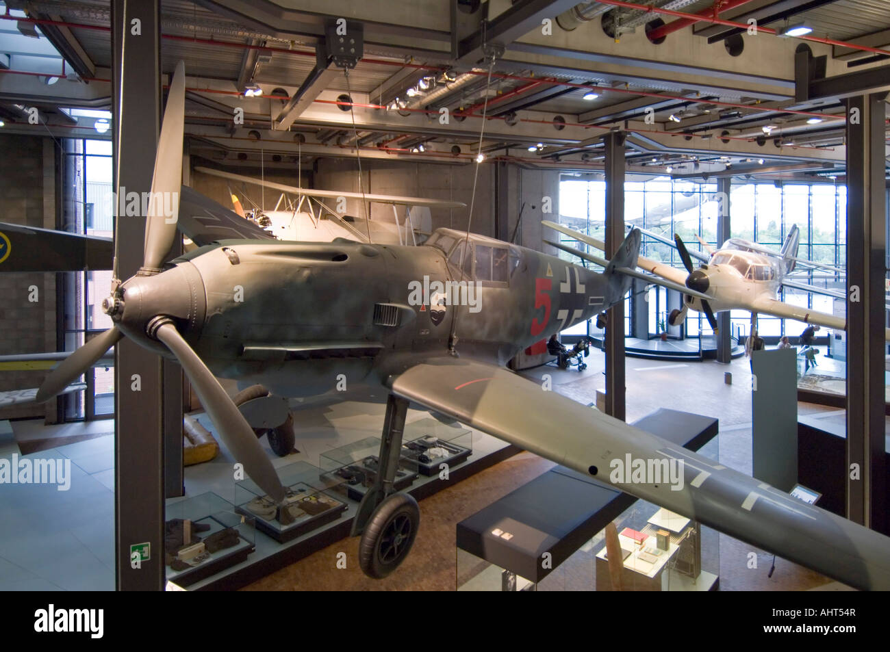 A Messerschmitt Bf 109 - one of the exhibits in the Deutsches Technikmuseum - German Museum of Technology. Stock Photo
