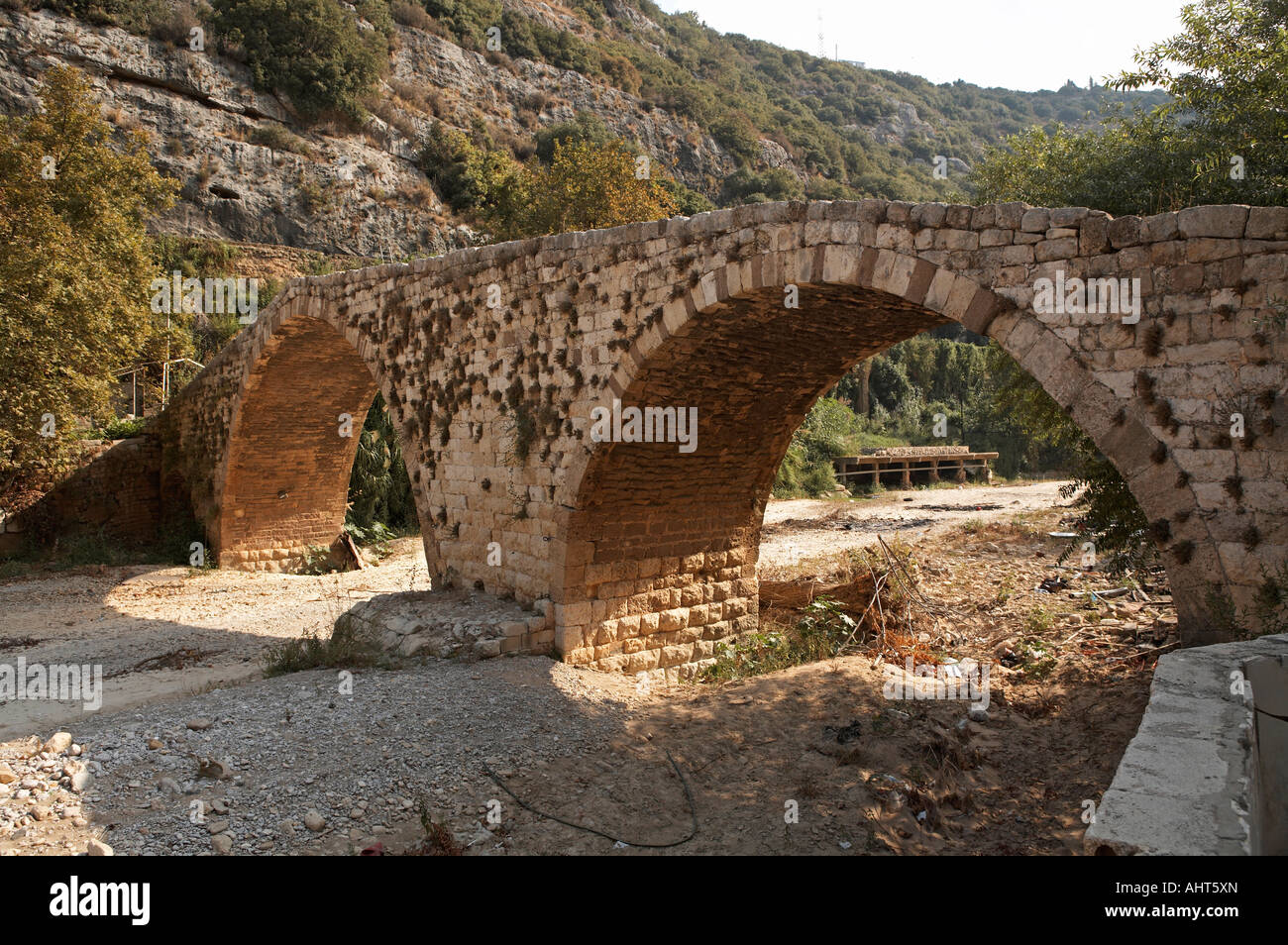 Lebanon Nahrelkalb old stone bridge over the Dog river Stock Photo