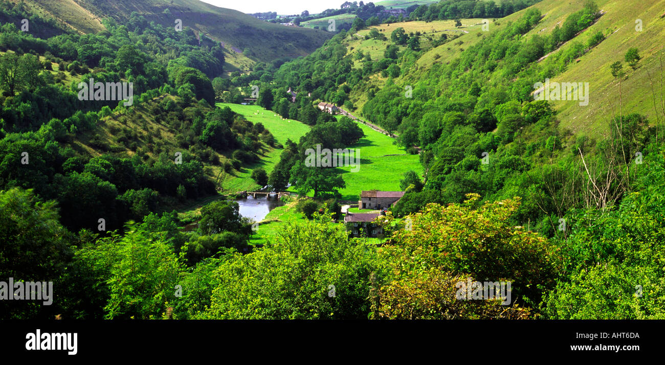 View of Monsal Dale from Monsal Head in the Peak District Derbyshire England Stock Photo