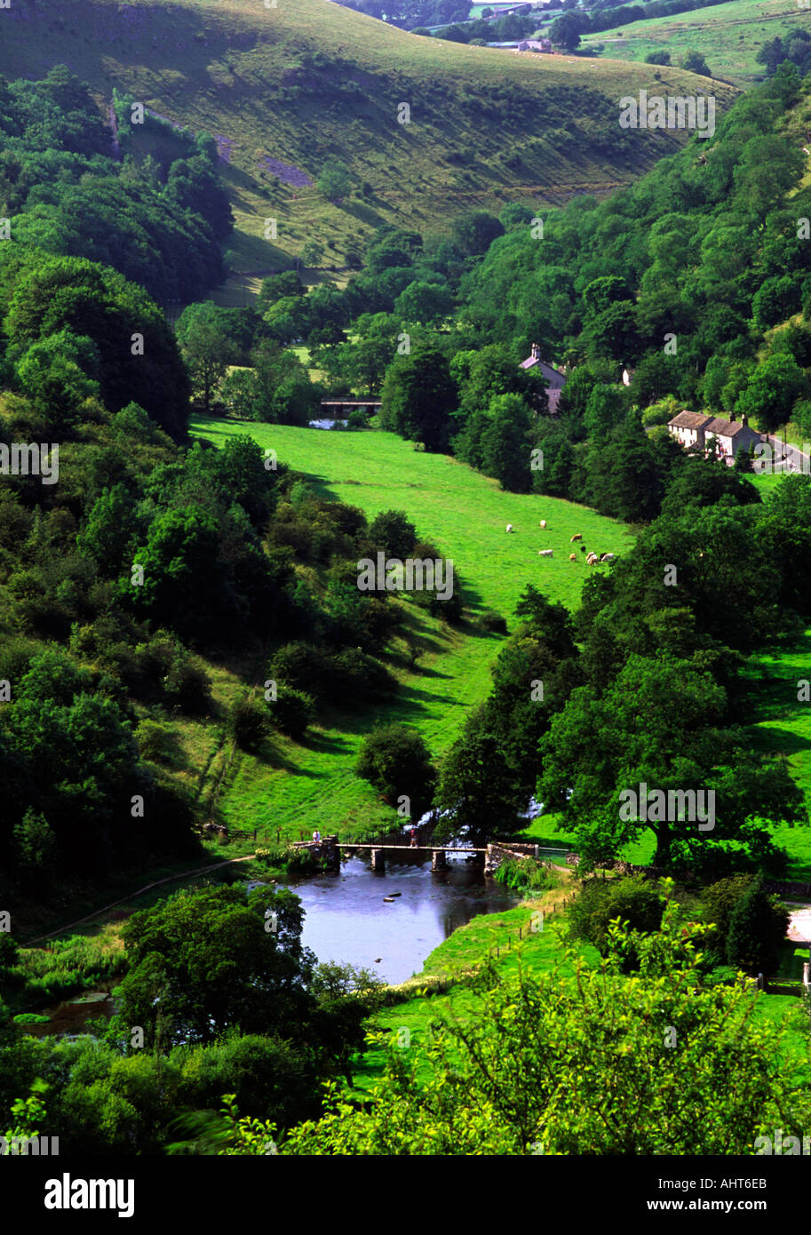 View of Monsal Dale from Monsal Head in the Peak District Derbyshire England Stock Photo