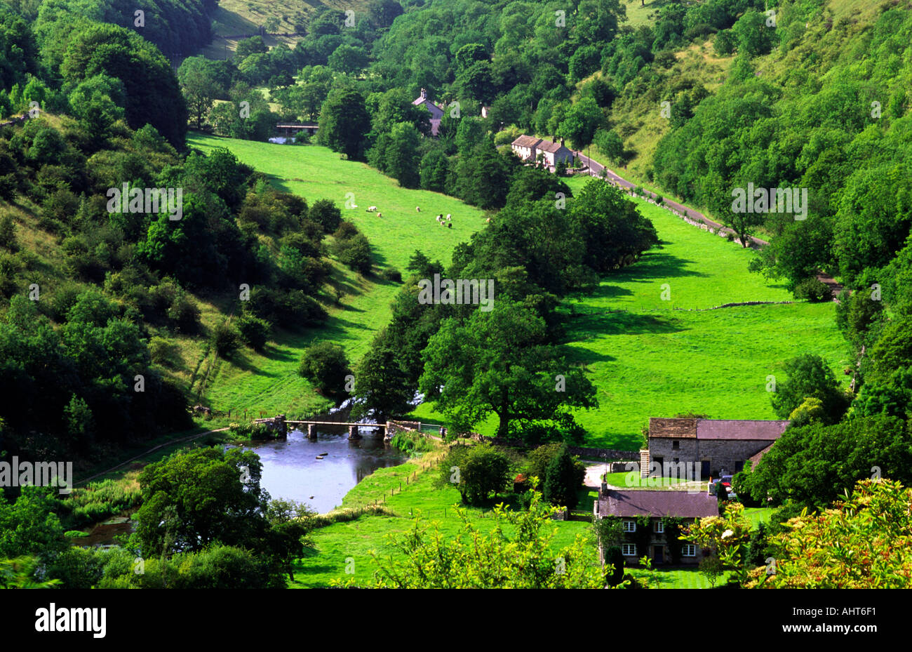 View of Monsal Dale from Monsal Head in the Peak District Derbyshire England Stock Photo