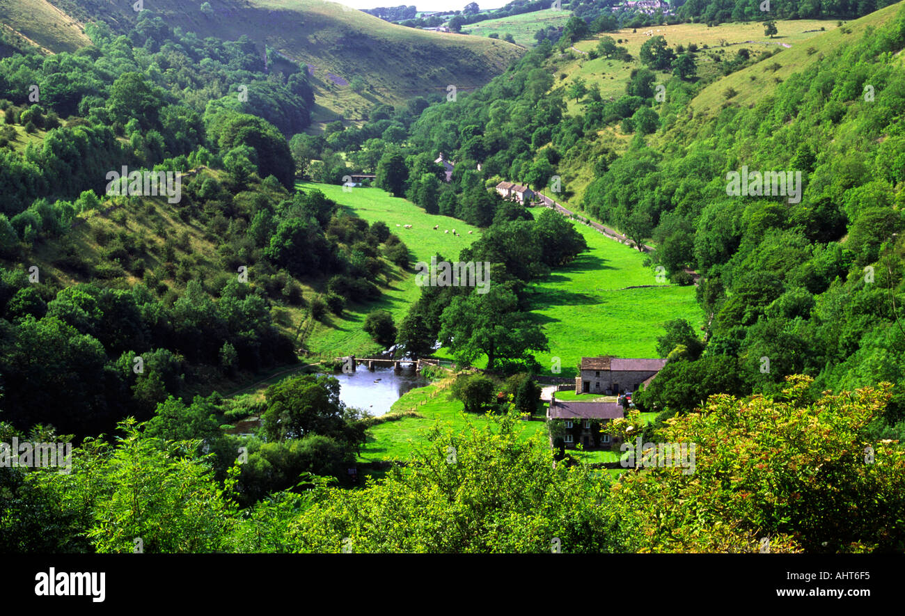 View of Monsal Dale from Monsal Head in the Peak District Derbyshire England Stock Photo