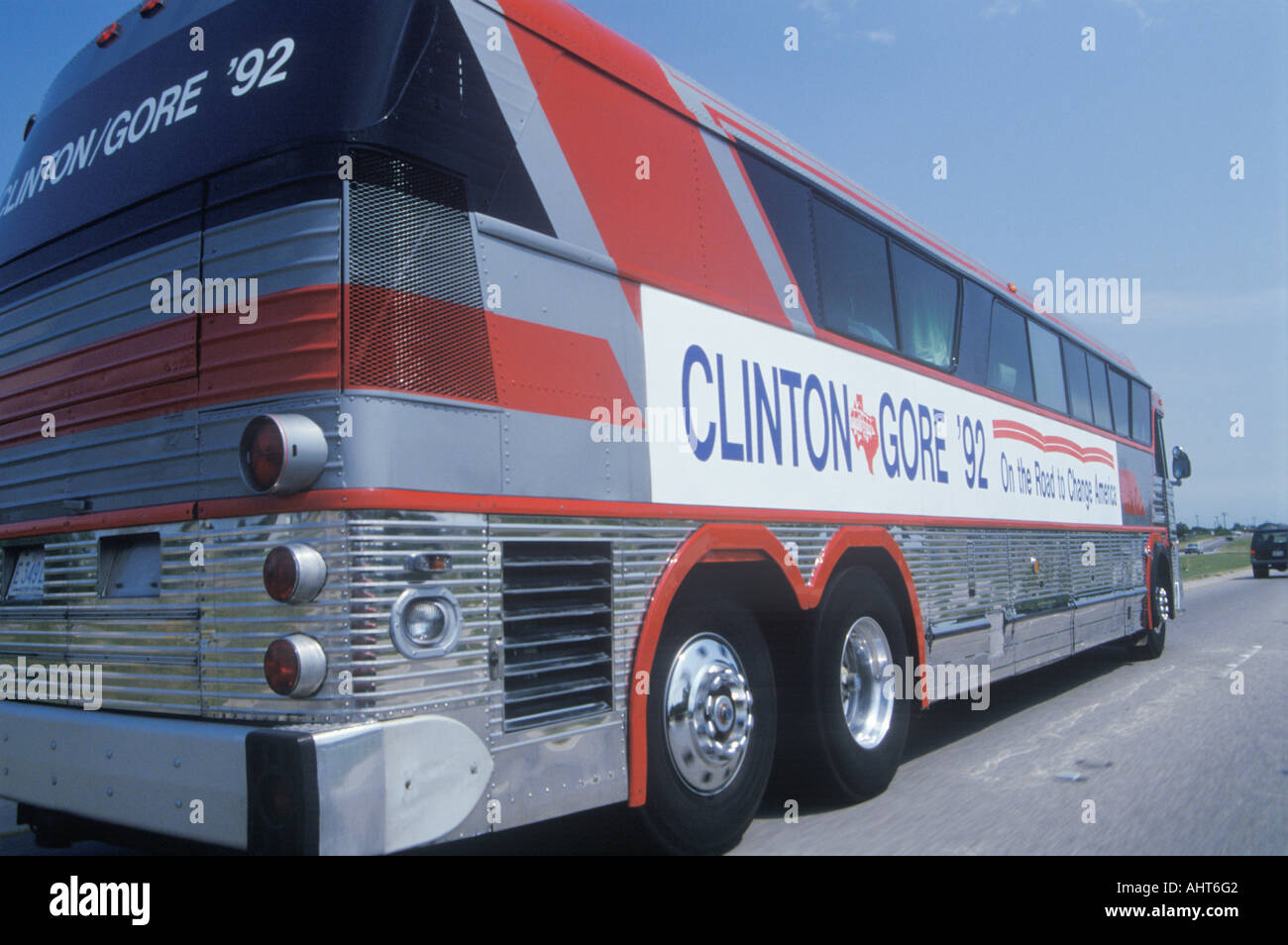 Clinton Gore bus on the 1992 Buscapade campaign tour in Texas Stock Photo