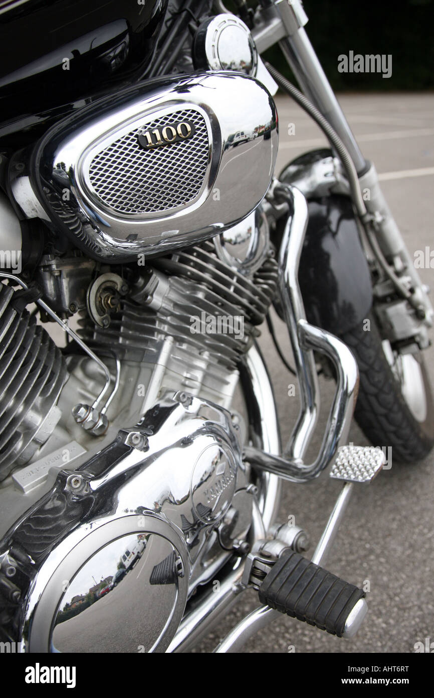 Close up of a Yamaha Virago 1100 Engine. Stock Photo