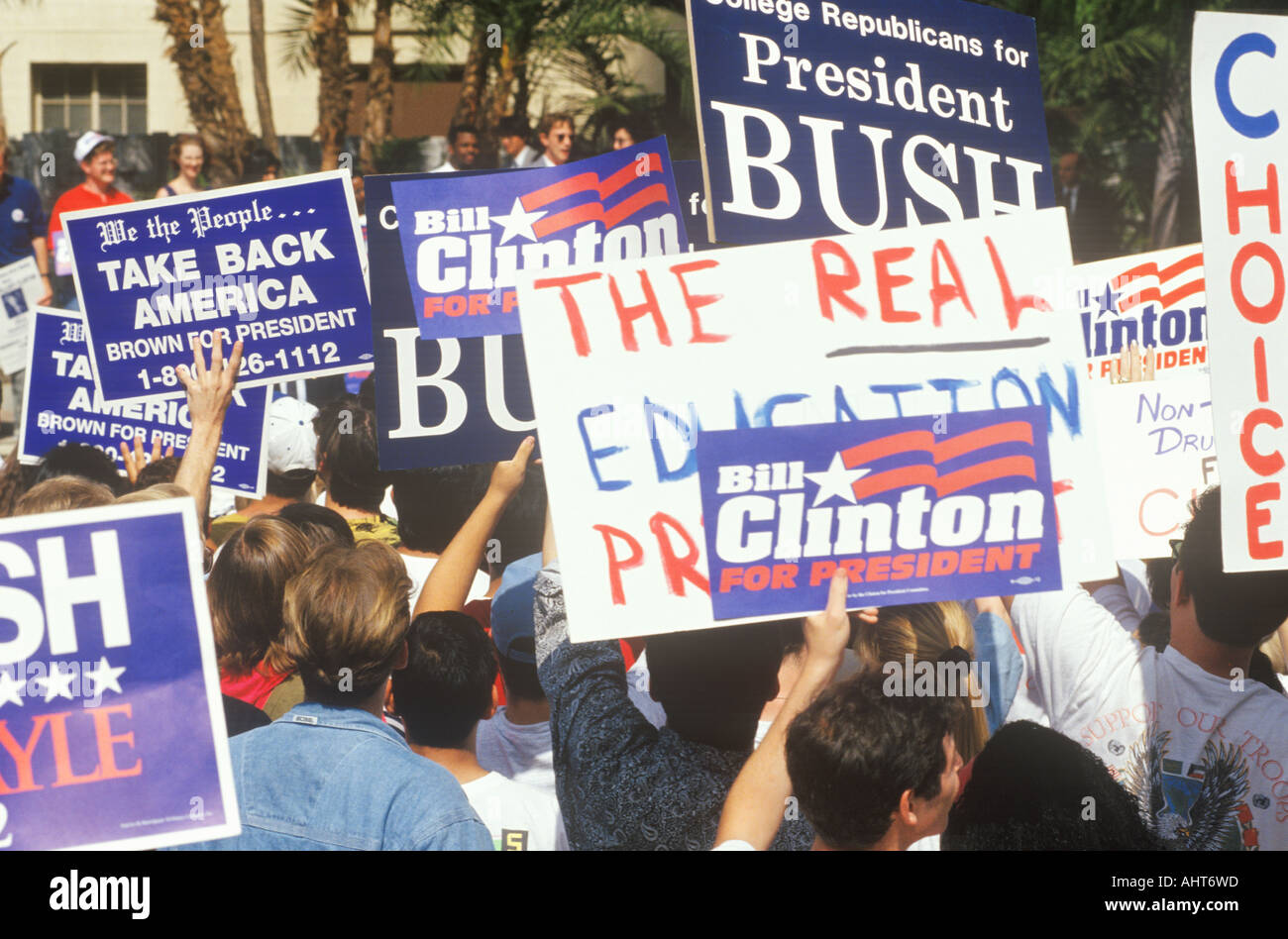 Clinton Gore campaign rally at UCLA in 1992 Los Angeles California Stock Photo