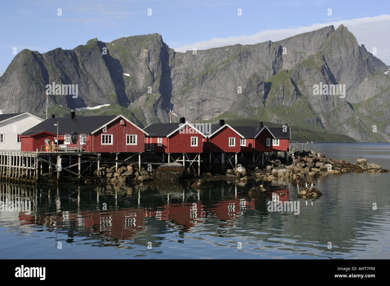 lofoten islands norway summer hamnoy fisherman's cabin rorbu jagged