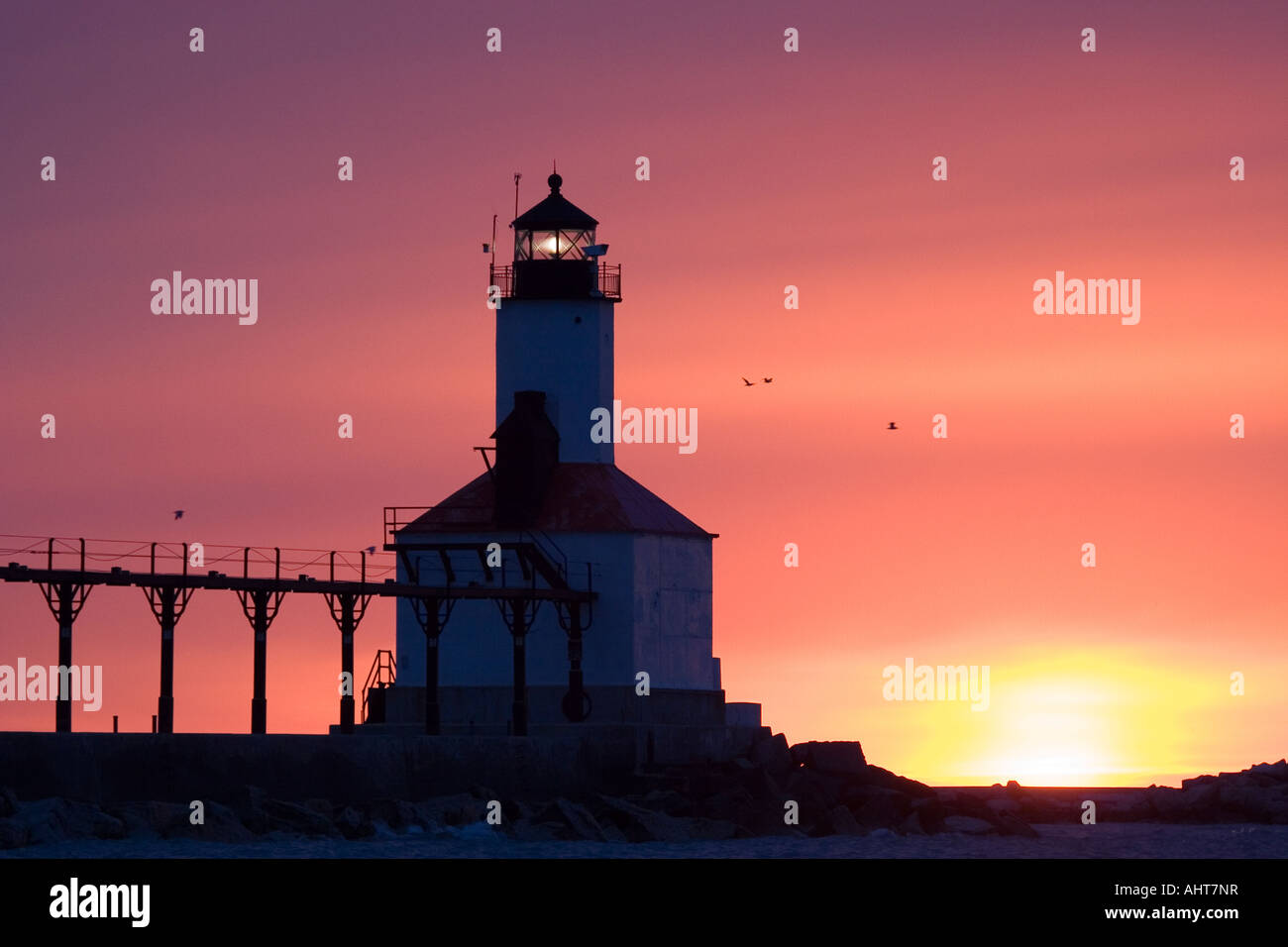 Michigan city seawall hi-res stock photography and images - Alamy