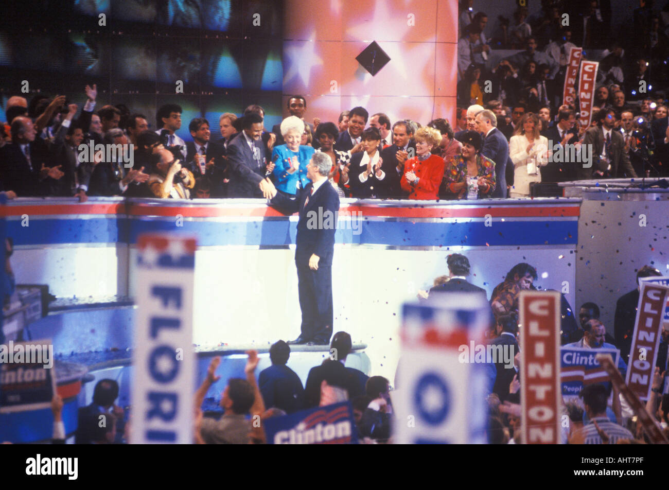 Governor Bill Clinton s nomination speech at the 1992 Democratic National Convention at Madison Square Garden Stock Photo