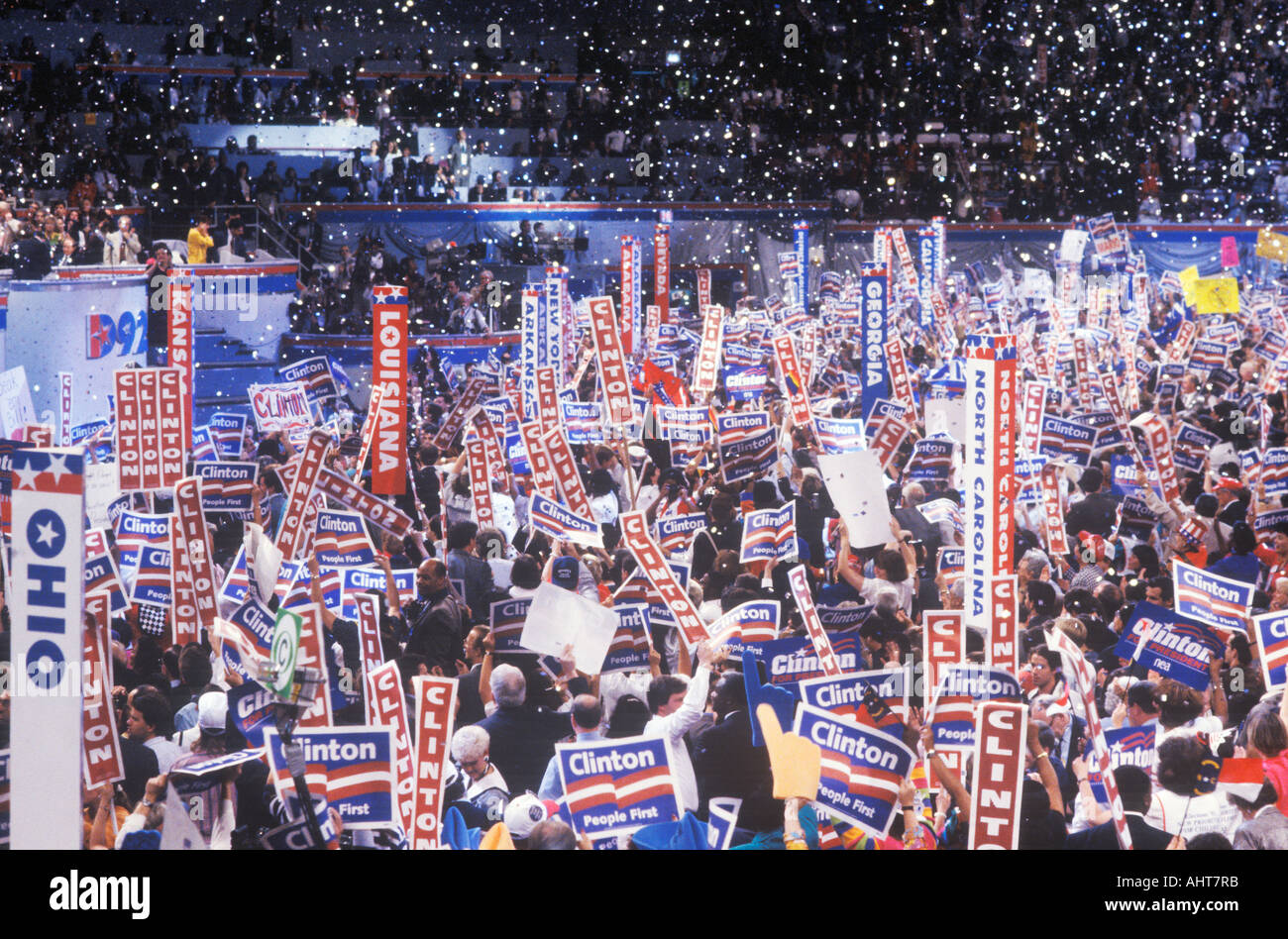 Presidential celebration at the 1992 Democratic National Convention at Madison Square Garden Stock Photo