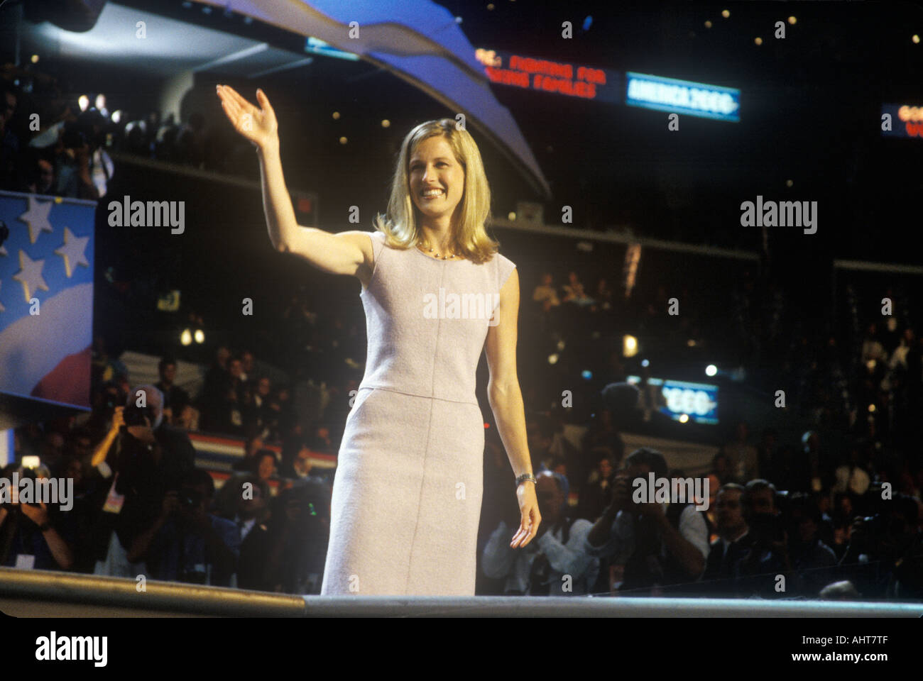 Karenna Gore Schiff greets the crowd at the 2000 Democratic Convention at the Staples Center Los Angeles CA Stock Photo