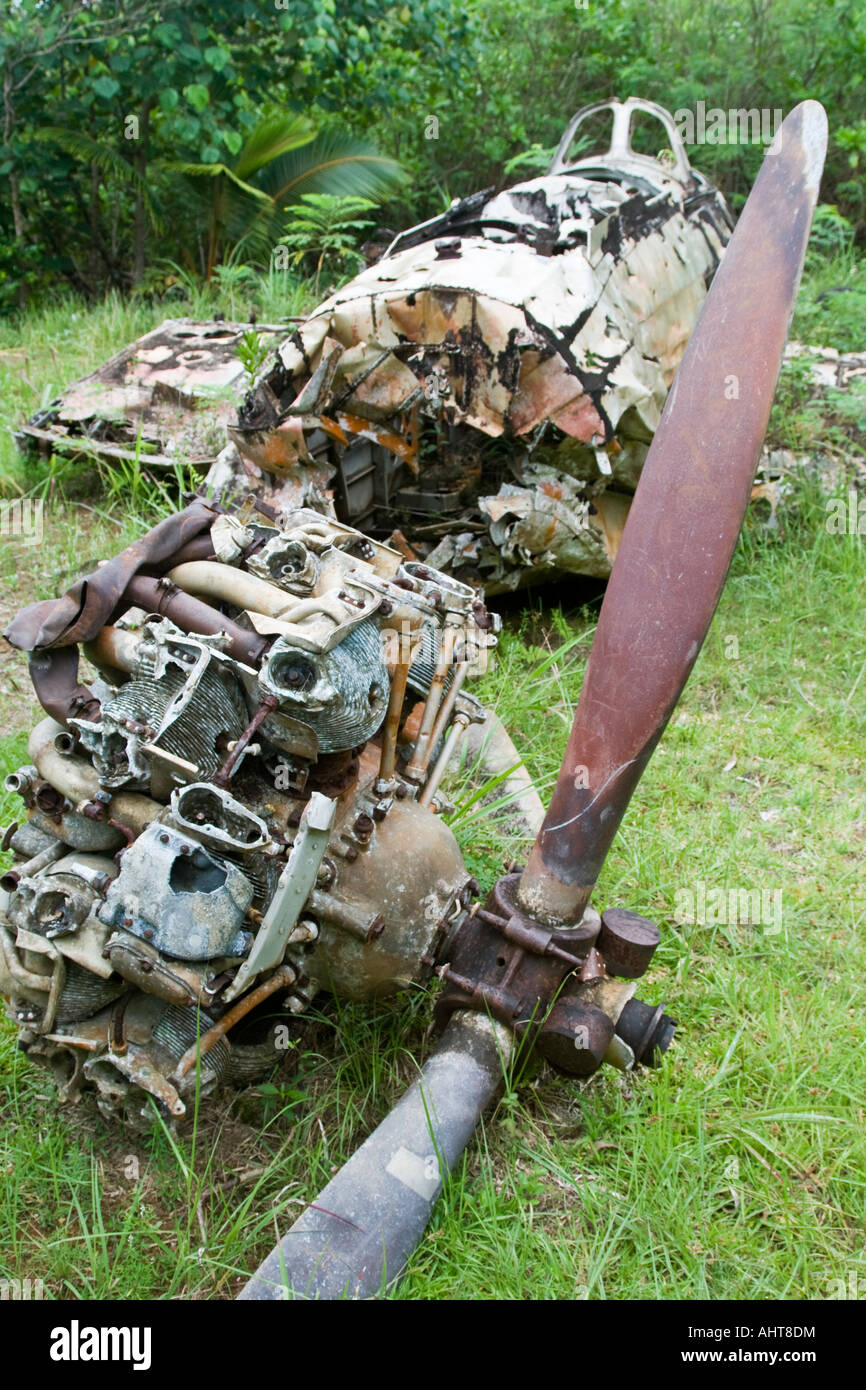 Japanese WWII Zeek Fighter Plane War Relic Ruins Yap Micronesia Stock Photo