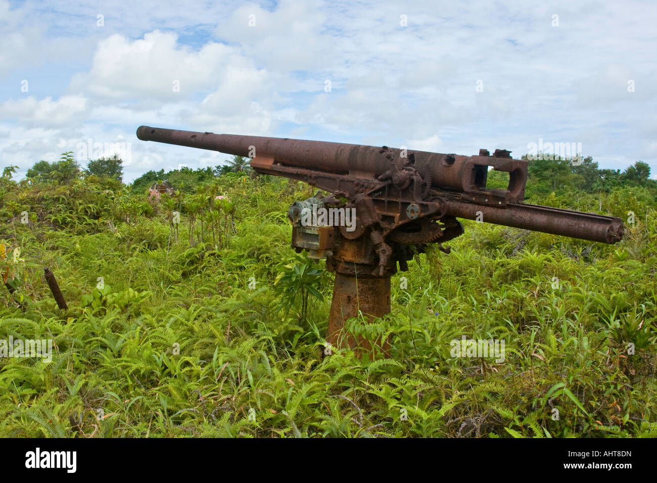 Japanese WWII Artillery War Relic Ruins Yap Micronesia Stock Photo
