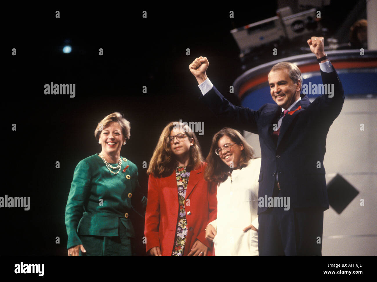 Former Senator Paul Tsongas addresses crowd at the 1992 Democratic National Convention at Madison Square Garden New York Stock Photo