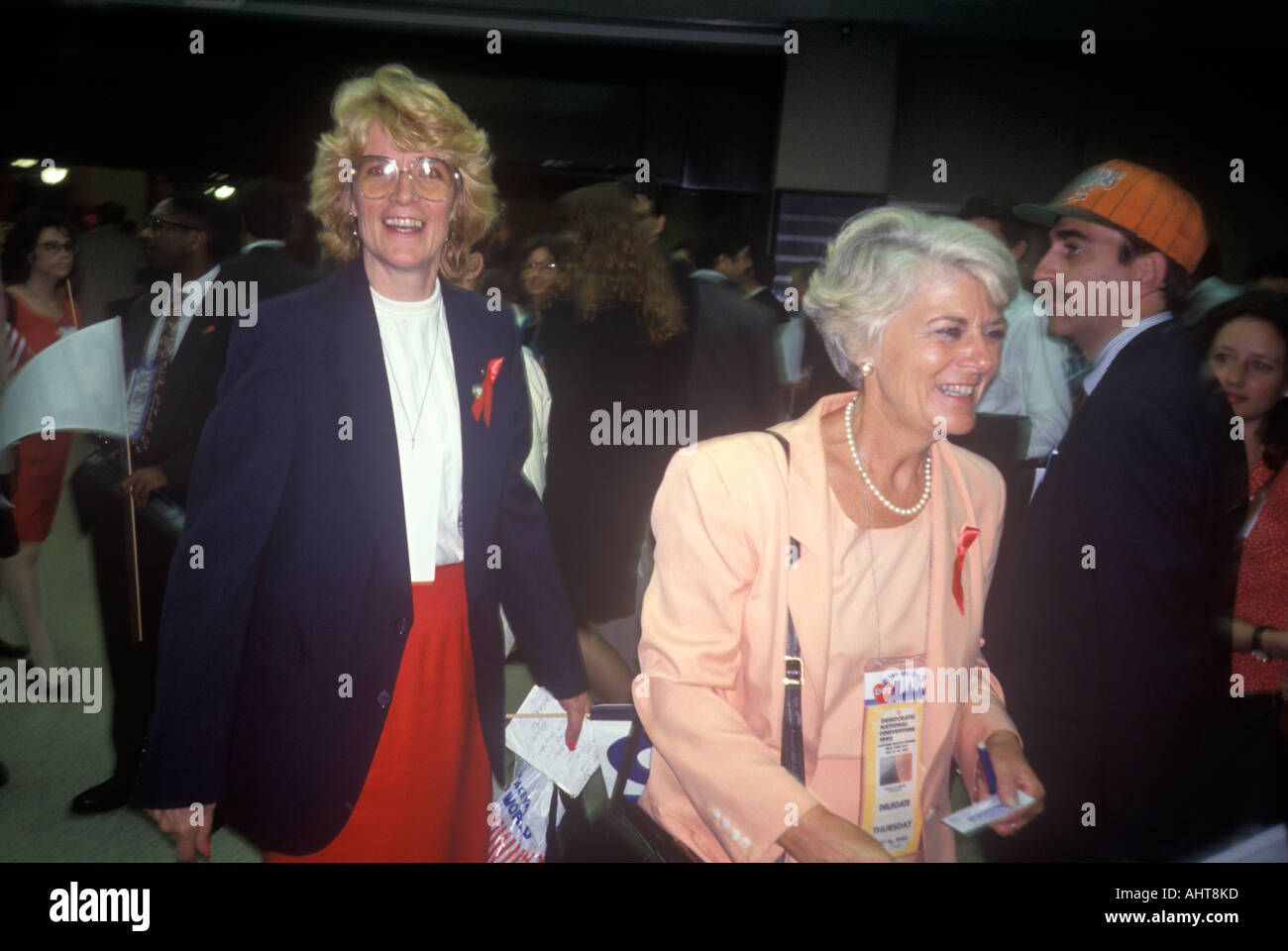 Mingling at the 1992 Democratic National Convention at Madison Square Garden New York Stock Photo