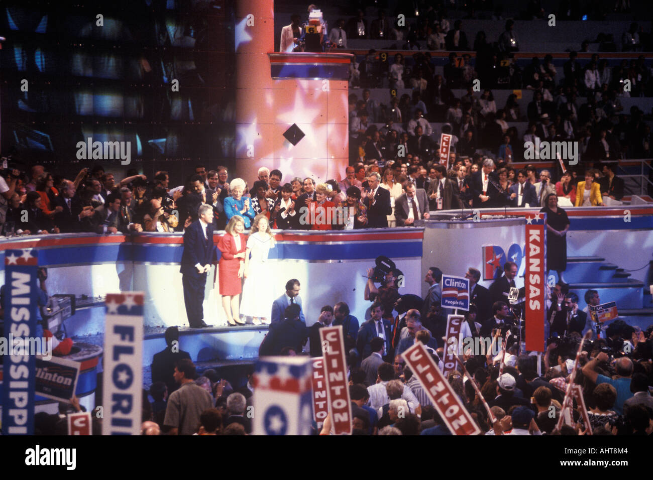 The Clinton family accepts the nomination at the 1992 Democratic National Convention at Madison Square Garden New York Stock Photo