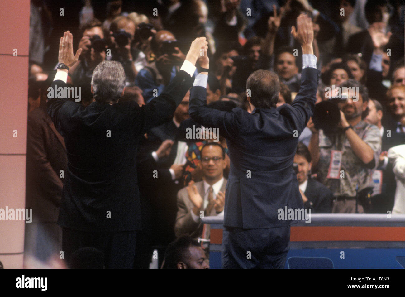 Bill Clinton and Al Gore s nomination at the 1992 Democratic National Convention at Madison Square Garden New York Stock Photo