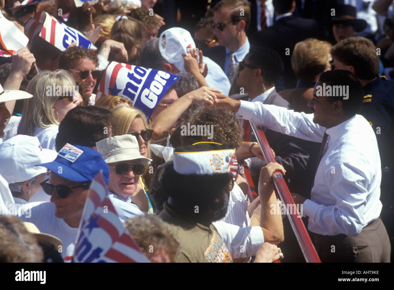 DNC Chairman Ron Brown on the Clinton Gore 1992 Buscapade campaign tour in Corsicana Texas Stock Photo