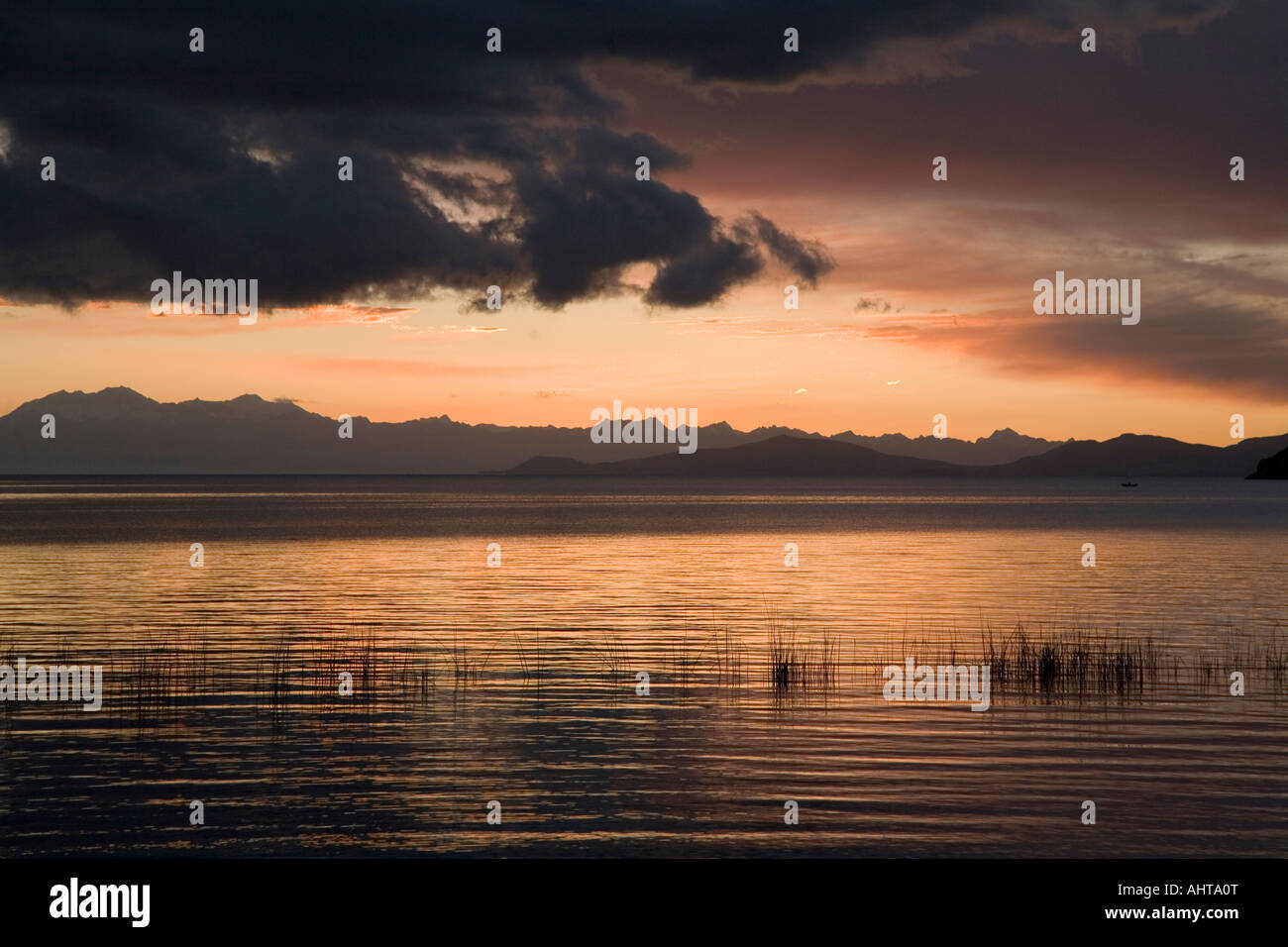 Sunrise over Lake Titicaca Stock Photo