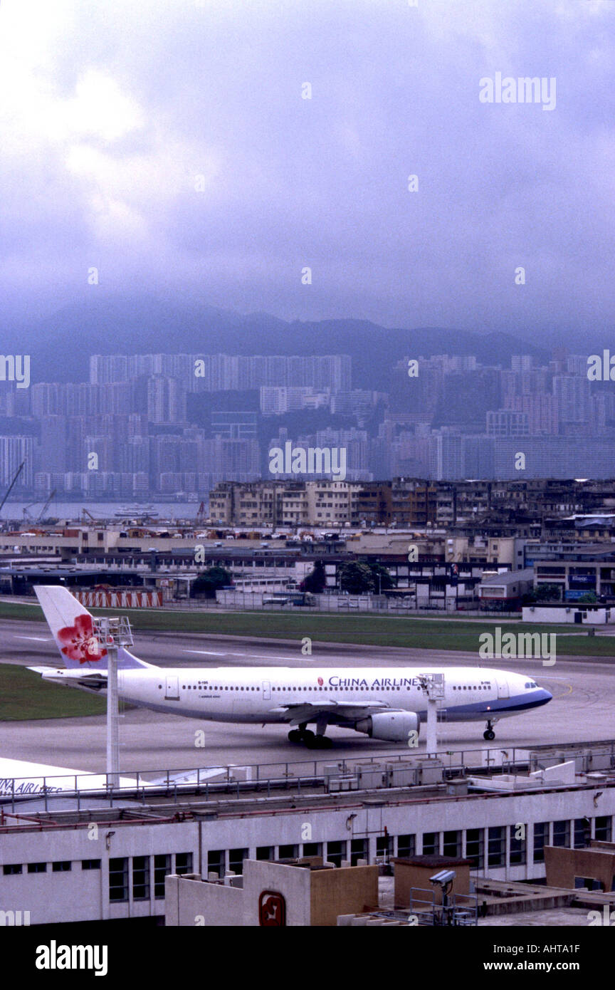 CHINA ALINES JET AT THE OLD KAI TAK AIRPORT HONG KONG  Stock Photo
