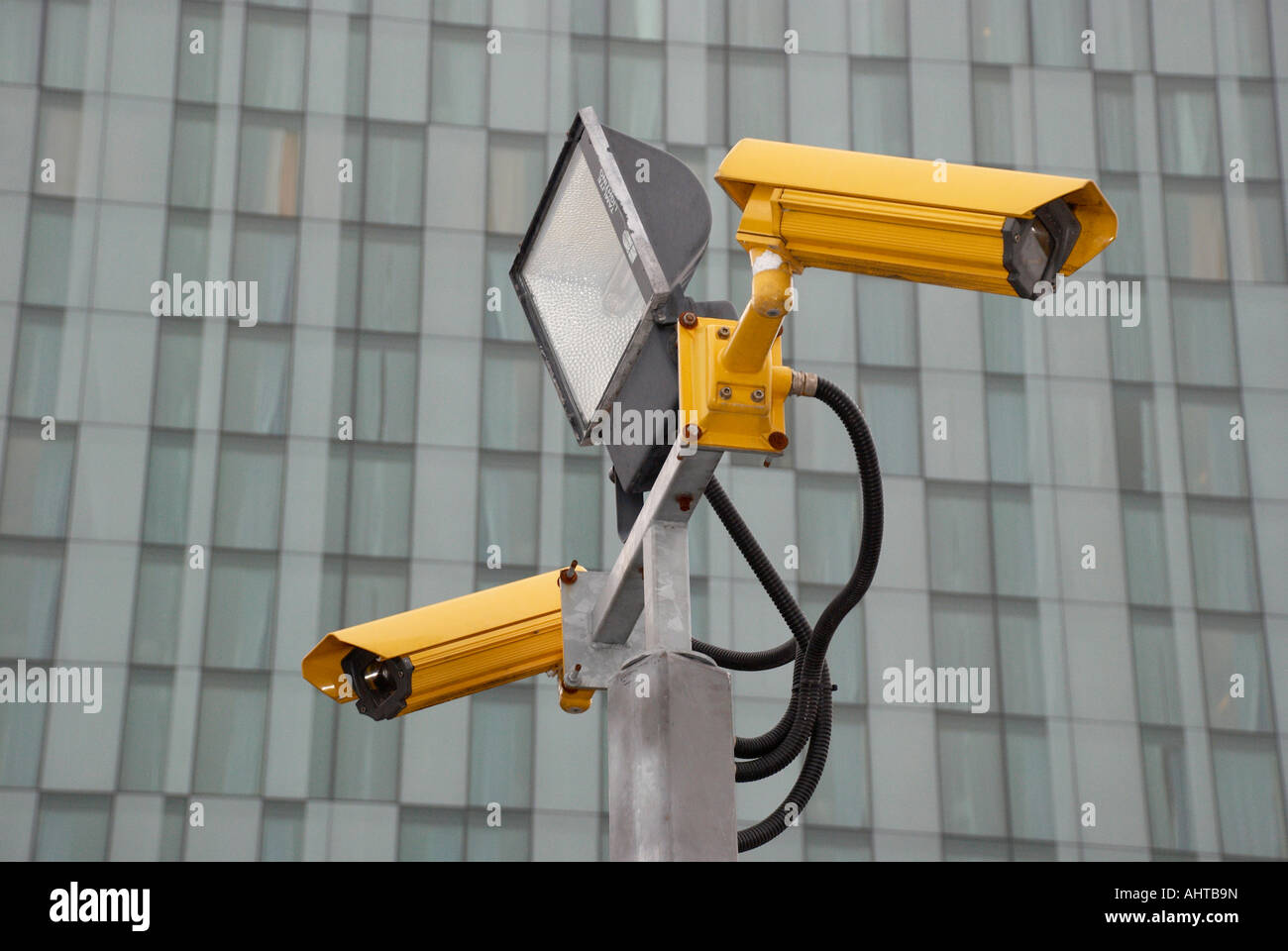 CCTV Security camera's in a railway station car park in Manchester